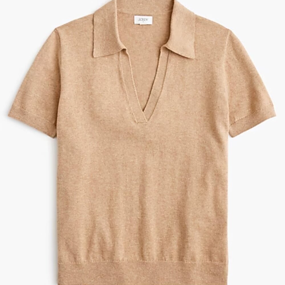 J.crew Tan short-sleeve cotton-blend sweater-polo